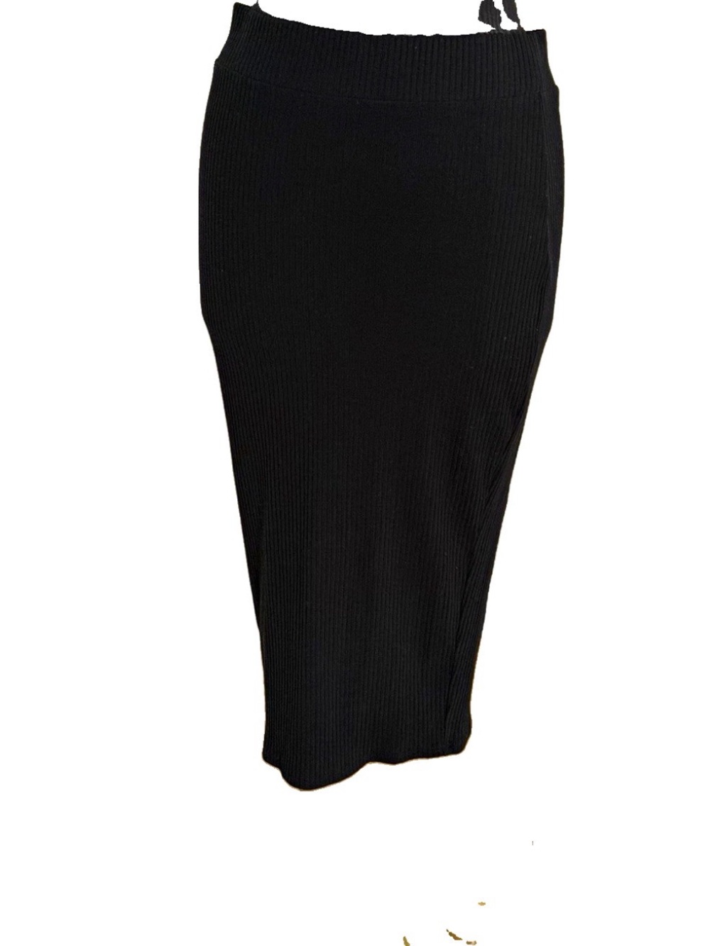 Bar III Black Ribbed Midi Pencil Skirt
